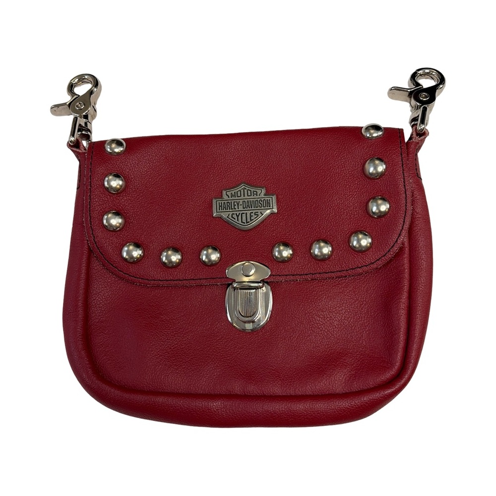 Harley-Davidson Red Leather Studded 6”x7” Bag